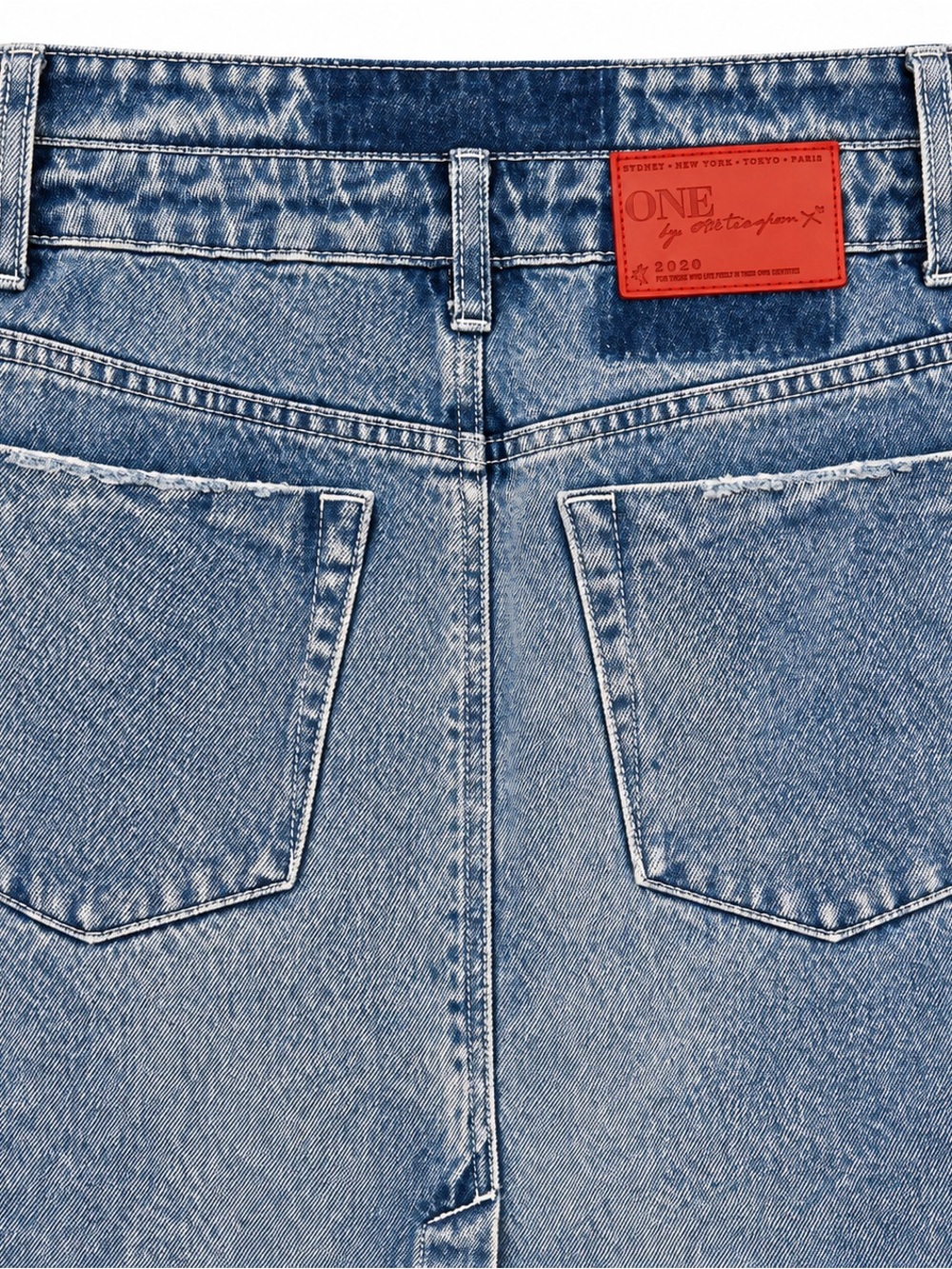 One Teaspoon Blue Society 2020 High Waist Denim Pencil Skirt Raw Hem Size 25 NWT - Picture 7 of 14